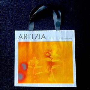 Aritzia Flower Shopping Bag Lea Colombo with Black Ribbon Handles